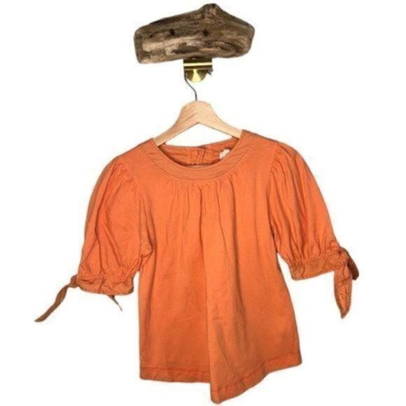 Anthropologie Short Sleeve Orange Puff Sleeve Blouse XS - Picture 3 of 12